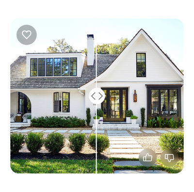 Before and after comparison of AI-redesigned exterior