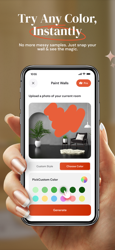 Paint walls feature - try any color instantly